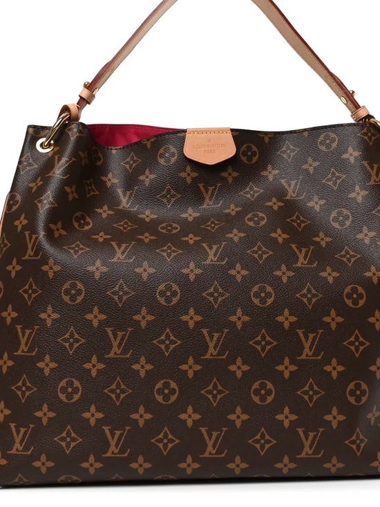 Louis Vuitton Handbags - Louis Vuitton Monogram Tote with Fuchsia Interior and Natural Leather Trim.